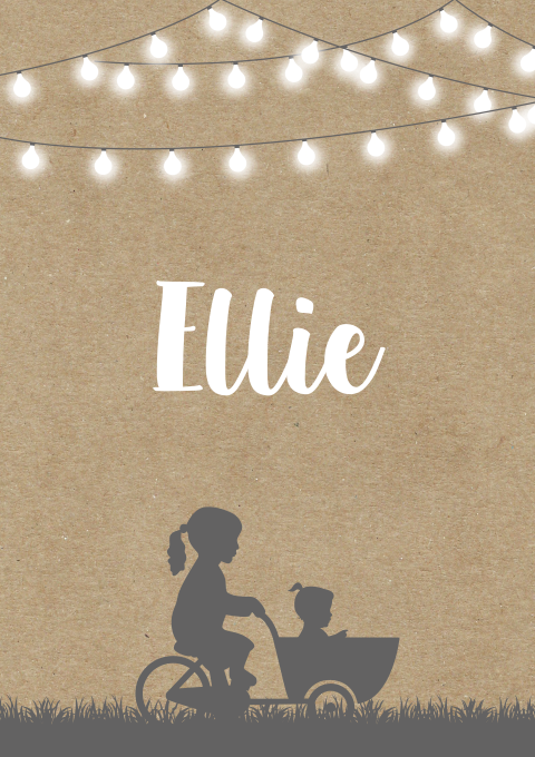 Geboortekaartje Meisje Kraft Silhouet Bakfiets
