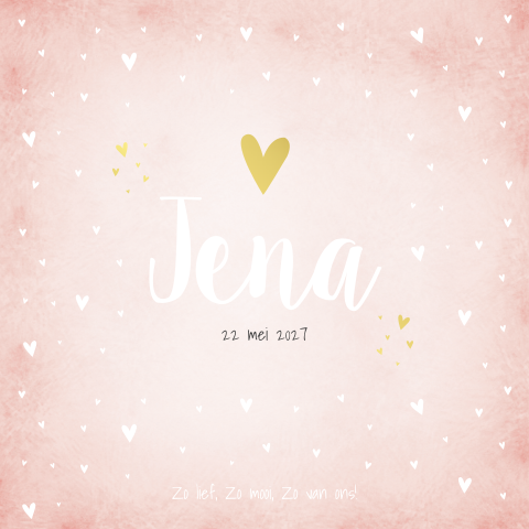 Geboortekaartje Meisje Goud Roze Hartjes