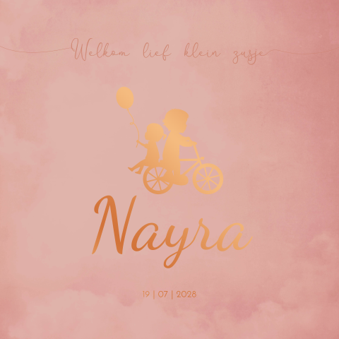 Geboortekaartje Meisje Silhouetten Kindjes Roze