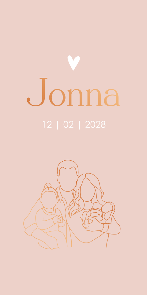 Geboortekaartje Meisje Lijntekening Koperfolie