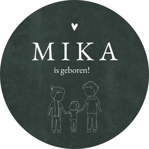 Raamsticker Rond Groen Lijntekening Kindjes