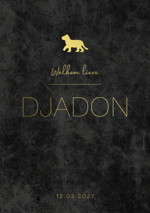 Geboortekaartje jongen zwart goudfolie velvetlook