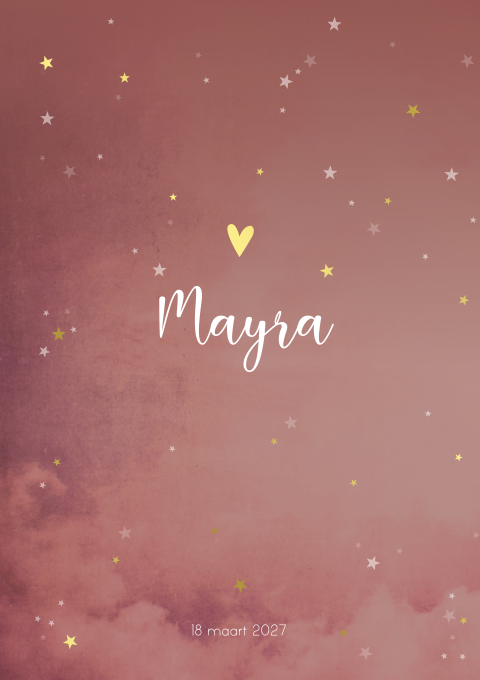 Rouwkaart meisje Sterren Heelal goudfolie