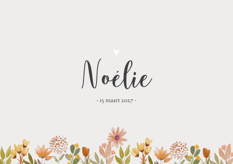 Geboortekaartje Meisje Waterverf Bloemen Hip