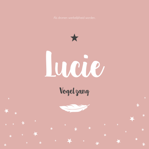 Geboortekaartje Meisje Roze Sterren Romantisch