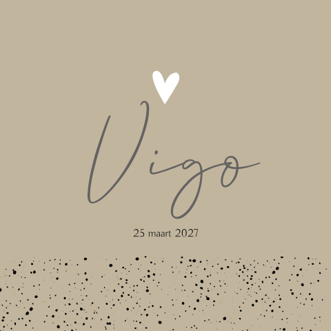 Geboortekaartje neutraal stipjes hartje