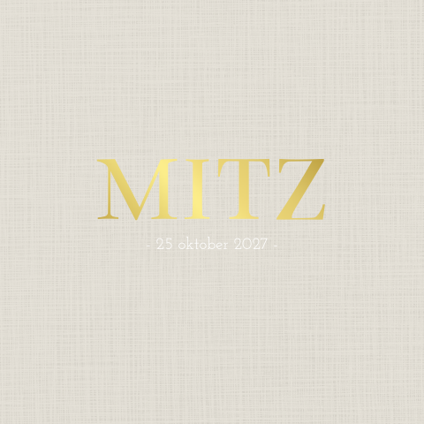 Geboortekaartje jongen linnen look goudfolie