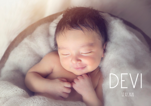 Geboortekaartje babyfoto neutraal simpel