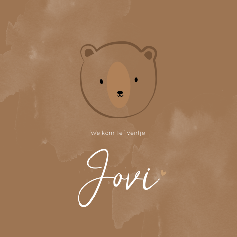 Geboortekaartje Bruin Teddybeertje Lijntekening