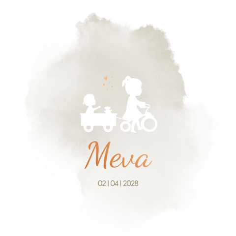 Geboortekaartje Silhouet Zusje Fietskar