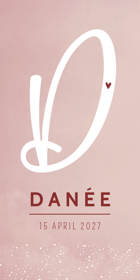 Geboortekaartje Meisje Roze Initiaal Stippen