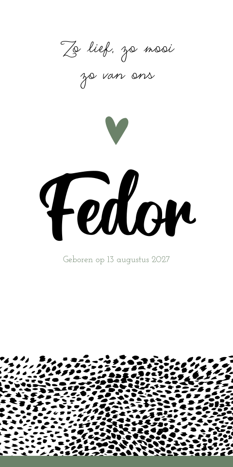 Geboortekaartje Jongen Panterprint Stoer