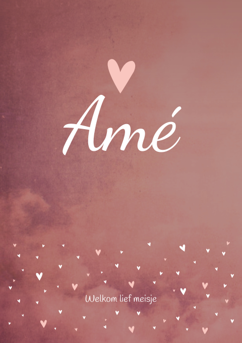 Geboortekaartje meisje hartje roze romantisch