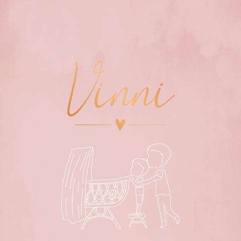 geboortekaartje Meisje gewolkt roze wiegje