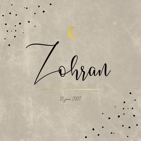 Geboortekaartje jongen beige maan