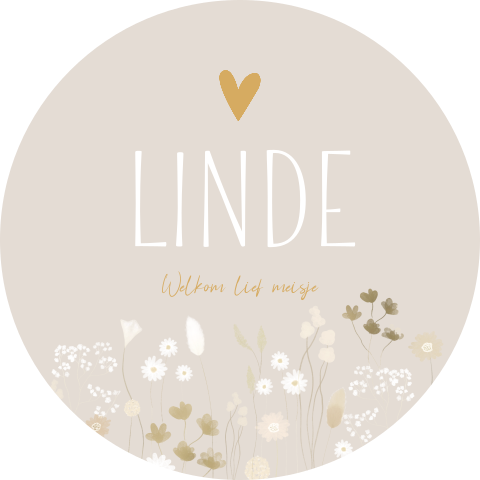 Raamsticker Rond Beige Bloemetjes Droogbloemen