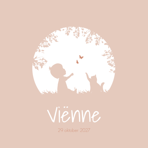 Geboortekaartje Meisje Illustratie Huisdier Spelen