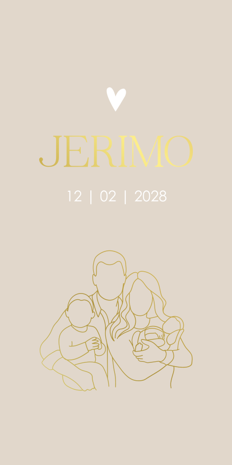 Geboortekaartje Jongen Lijntekening Bruin Broertjes