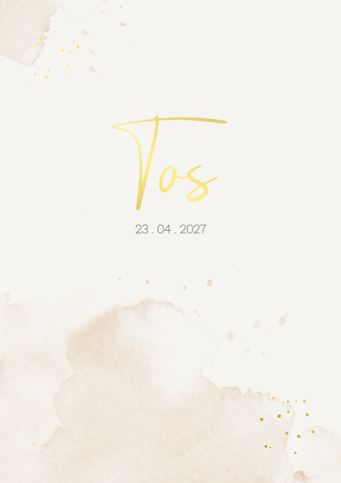 Geboortekaartje jongen aquarel beige stippen