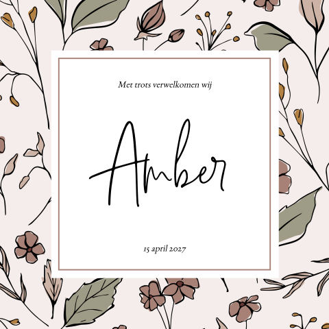 Geboortekaartje Meisje Bloemen Vintage Romantisch