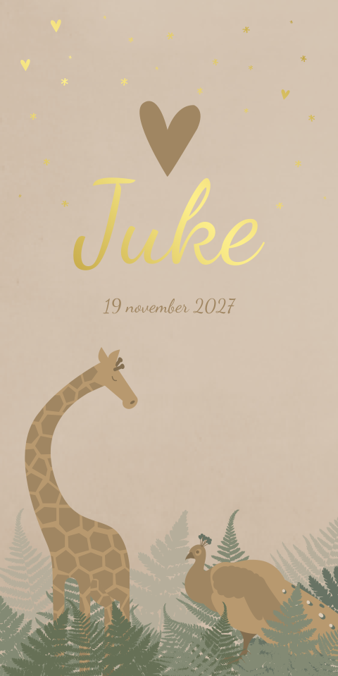 Geboortekaartje Jongen Giraffe Goudfolie