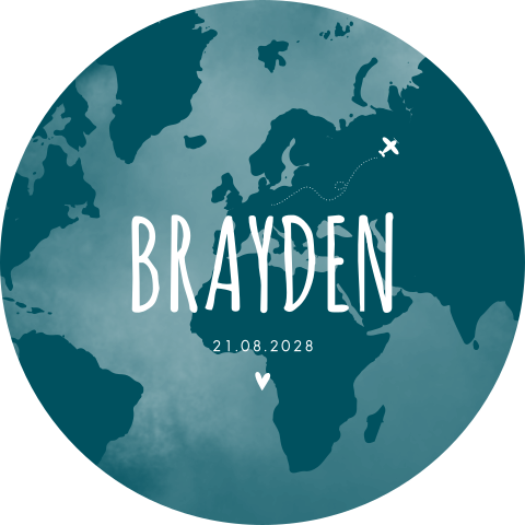 Geboortekaartje Jongen Rond Reizen Wereldkaart