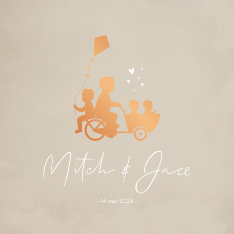 Geboortekaartje Tweeling Silhouetten Kindjes Vlieger