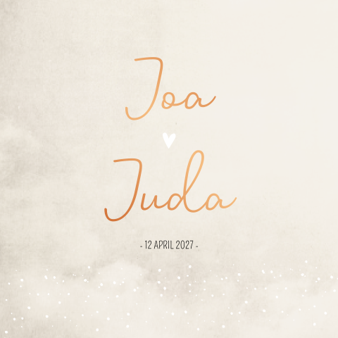 Geboortekaartje jongen beige koperfolie