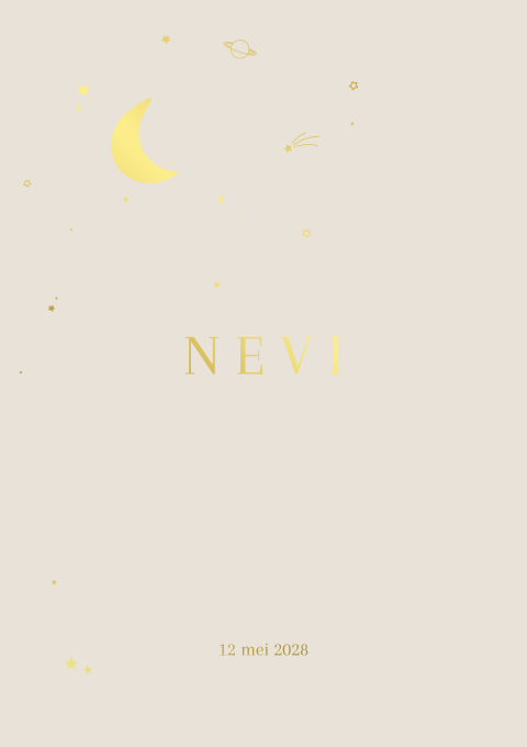 Geboortekaartje Heelal planeten sterren Maan