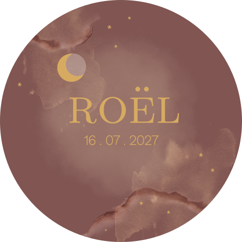 Raamsticker Rond Bruin Maantje Wolkjes