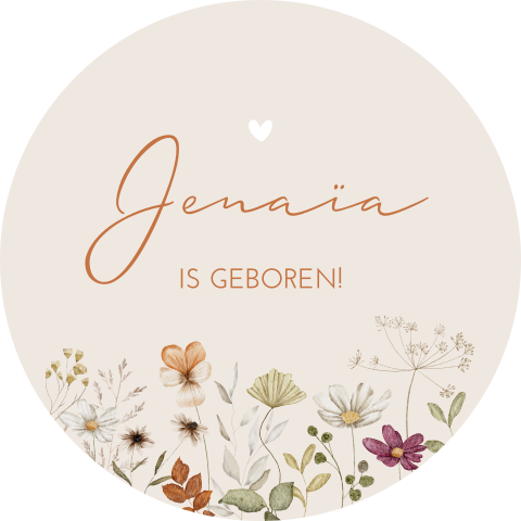 Raamsticker Geboorte Beige Bloemetjes Lente