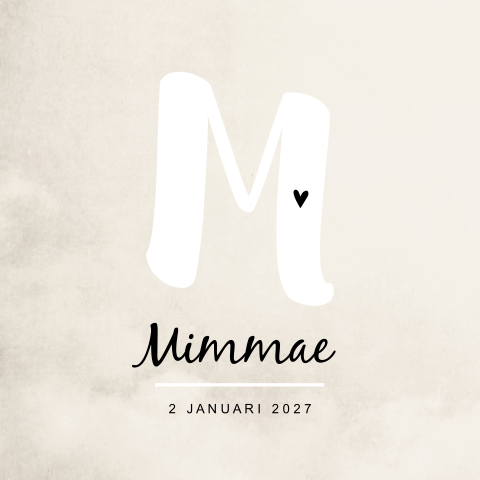 Geboorte kaartje beige stoer letter neutraal