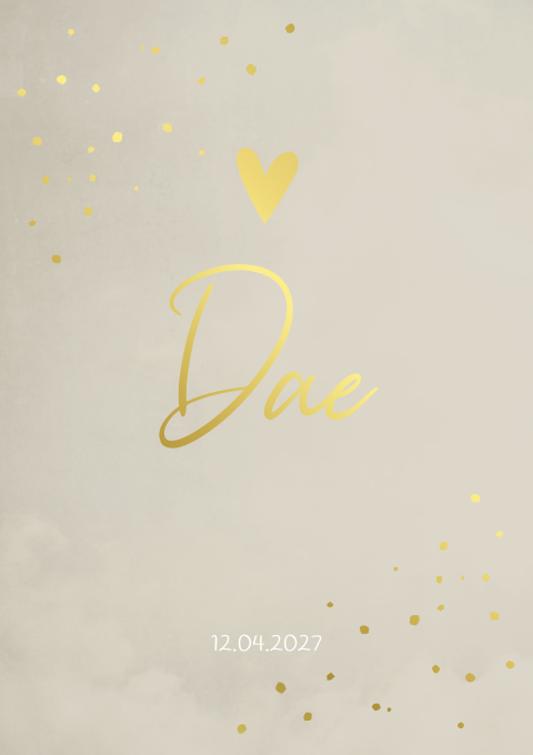 Geboortekaartje Jongen Stippen Goudfolie Beige