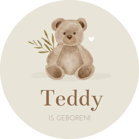 Raamsticker Beertje Beige Bruin Waterverf