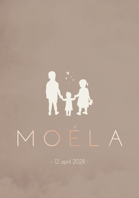 Geboortekaartje Bruin Illustratie Silhouet Roséfolie