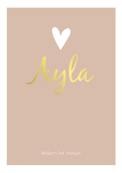 Geboortekaartje Meisje Zachtroze Goudfolie
