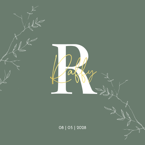 Geboortekaartje Jongen Goudfolie Neutraal Initiaal