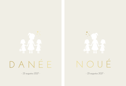 Geboortekaartje Tweeling Illustratie Roséfolie