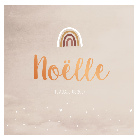 Geboortekaart meisje regenboog hartjes sterretjes