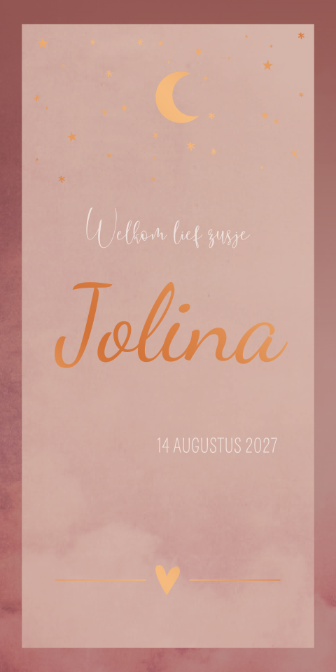 Geboortekaartje Dubbel Gewolkt Roze Koperfolie