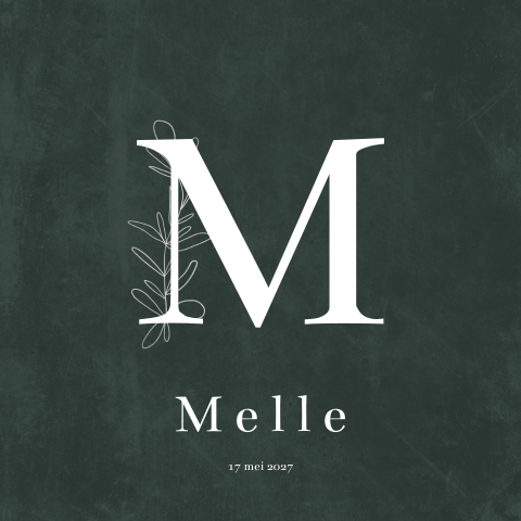 Geboortekaartje Jongen Typografisch Initiaal Groen