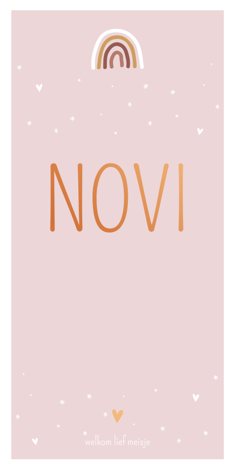 Geboortekaartje Meisje Roze Regenboog Koperfolie