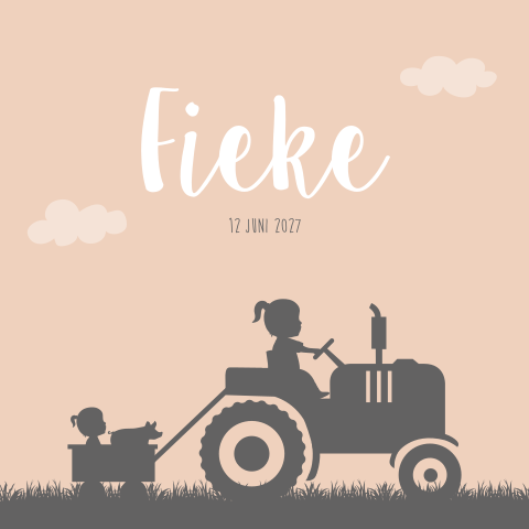 Geboortekaartje Meisje Trekker Tractor Boerderij