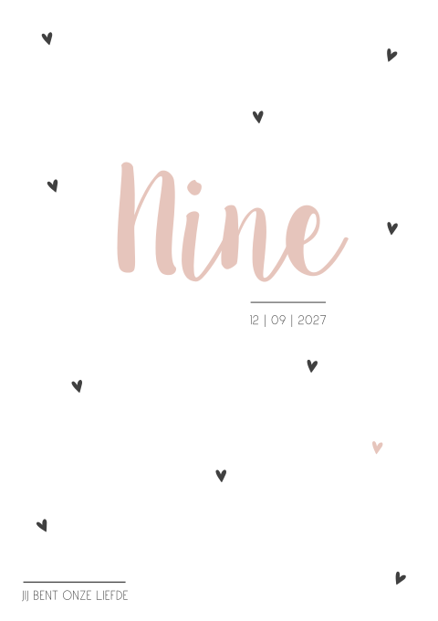 Geboortekaartje Meisje Modern Hartjes