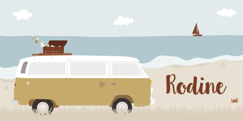 Geboortekaartje Meisje Volkswagenbus Zee