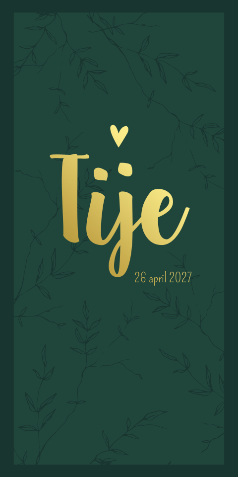 Geboortekaartje jongen donkergroen takjes