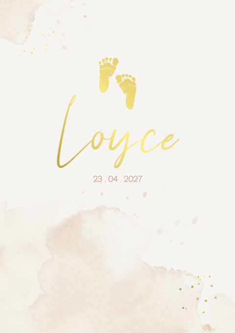 Rouwkaart meisje aquarel beige stippen