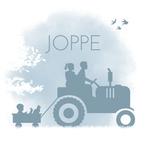 Geboortekaartje jongen blauw trekker boom