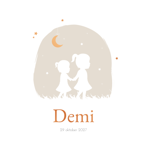 Geboortekaartje Meisje Zusjes Silhouet Kindjes