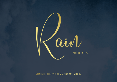 Geboortekaartje jongen goudfolie chique donkerblauw